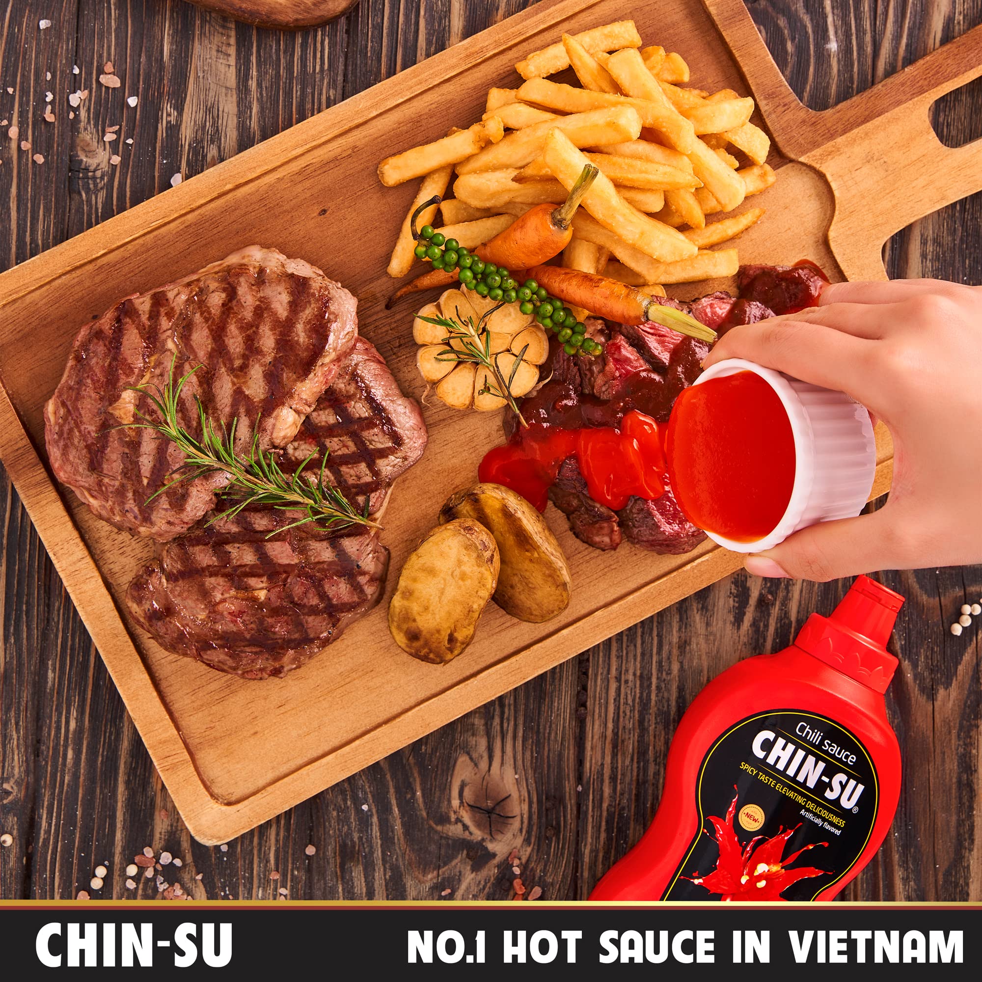CHIN-SU sauce perfect for pizza and pasta enhancements.