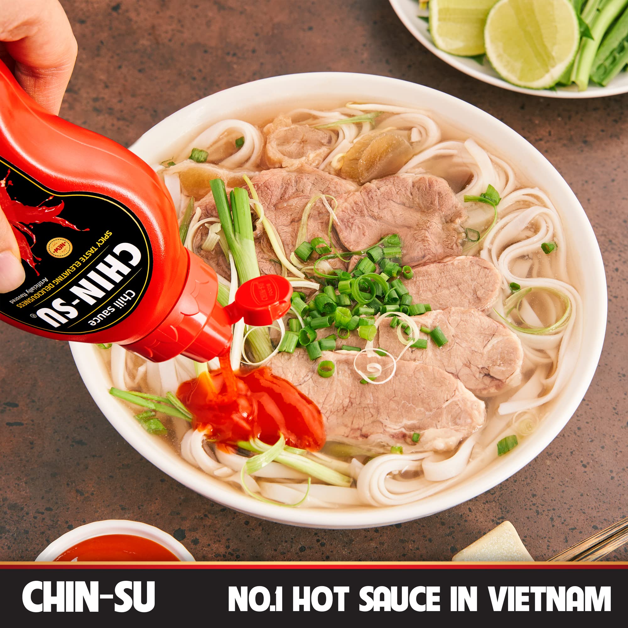 CHIN-SU Sweet Sriracha bottle front with sweet heat