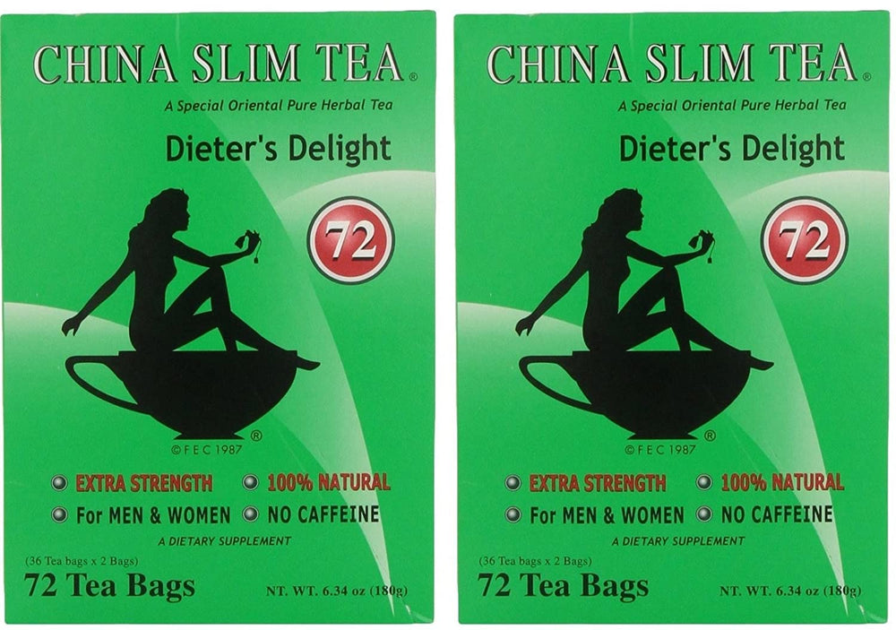 China Slim Tea Dieter Tea Delight front pack showing twin-pack value for daily use