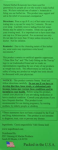 Closeup of China Slim Tea Dieter Tea Delight tea bags for easy brewing