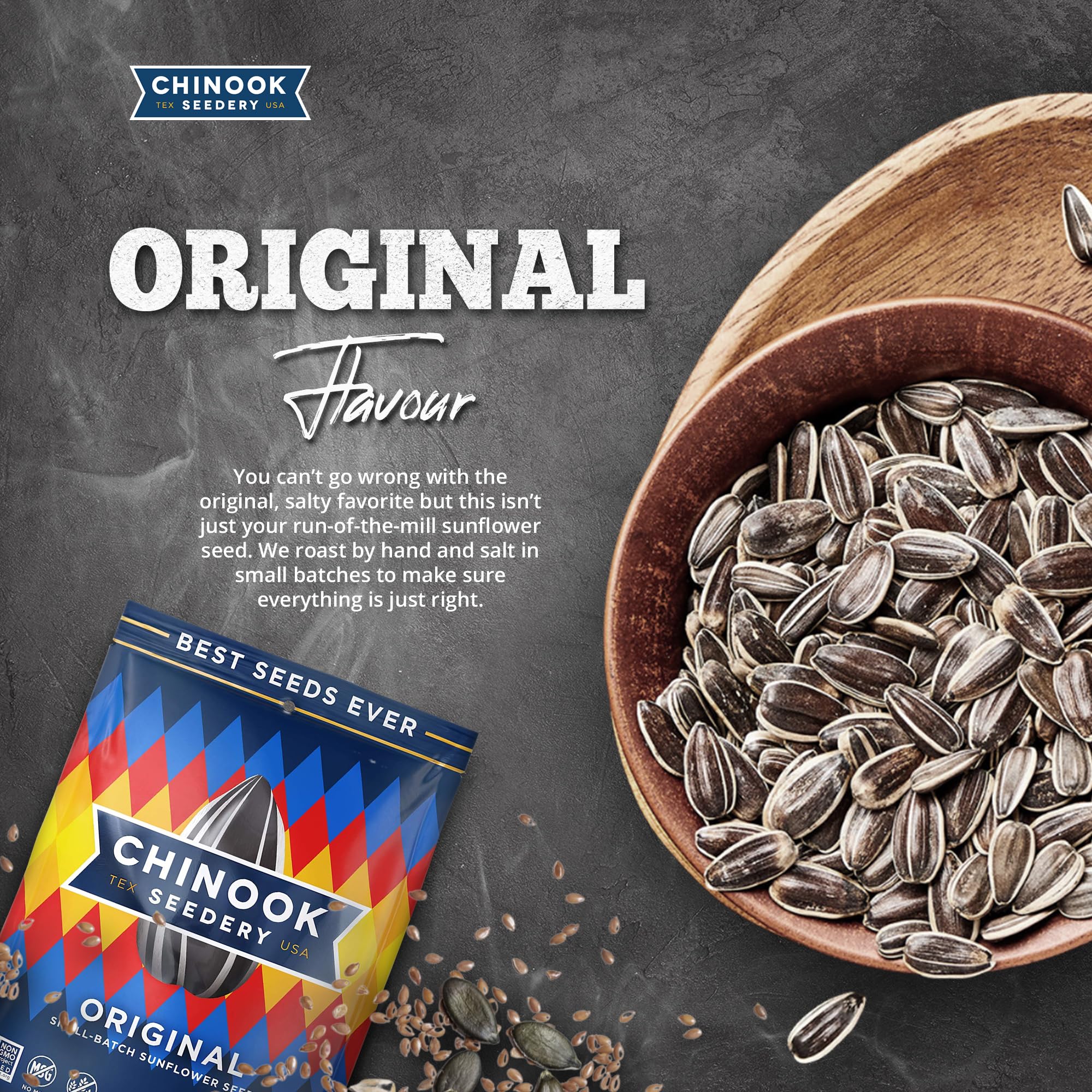 Chinook Seedery In-Shell Closeup captures fresh, crunchy kernels ready to snack.