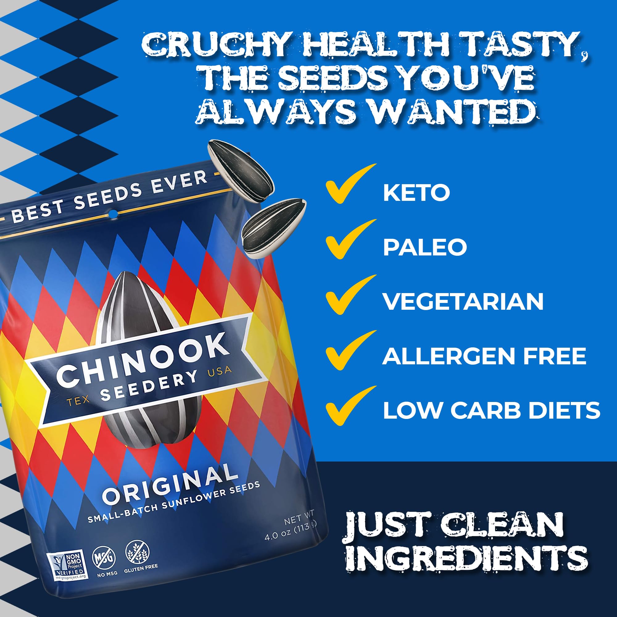 Chinook Seedery Keto-Friendly Snack emphasizes low carb, plant-based protein.