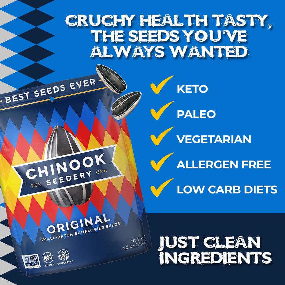 Chinook Seedery Keto-Friendly Snack emphasizes low carb, plant-based protein.