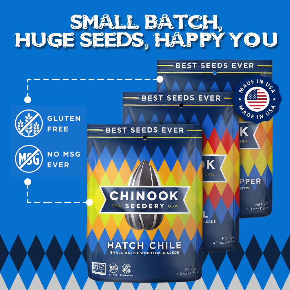 Chinook Seedery seeds on-the-go snack in portable bags for travel or work.