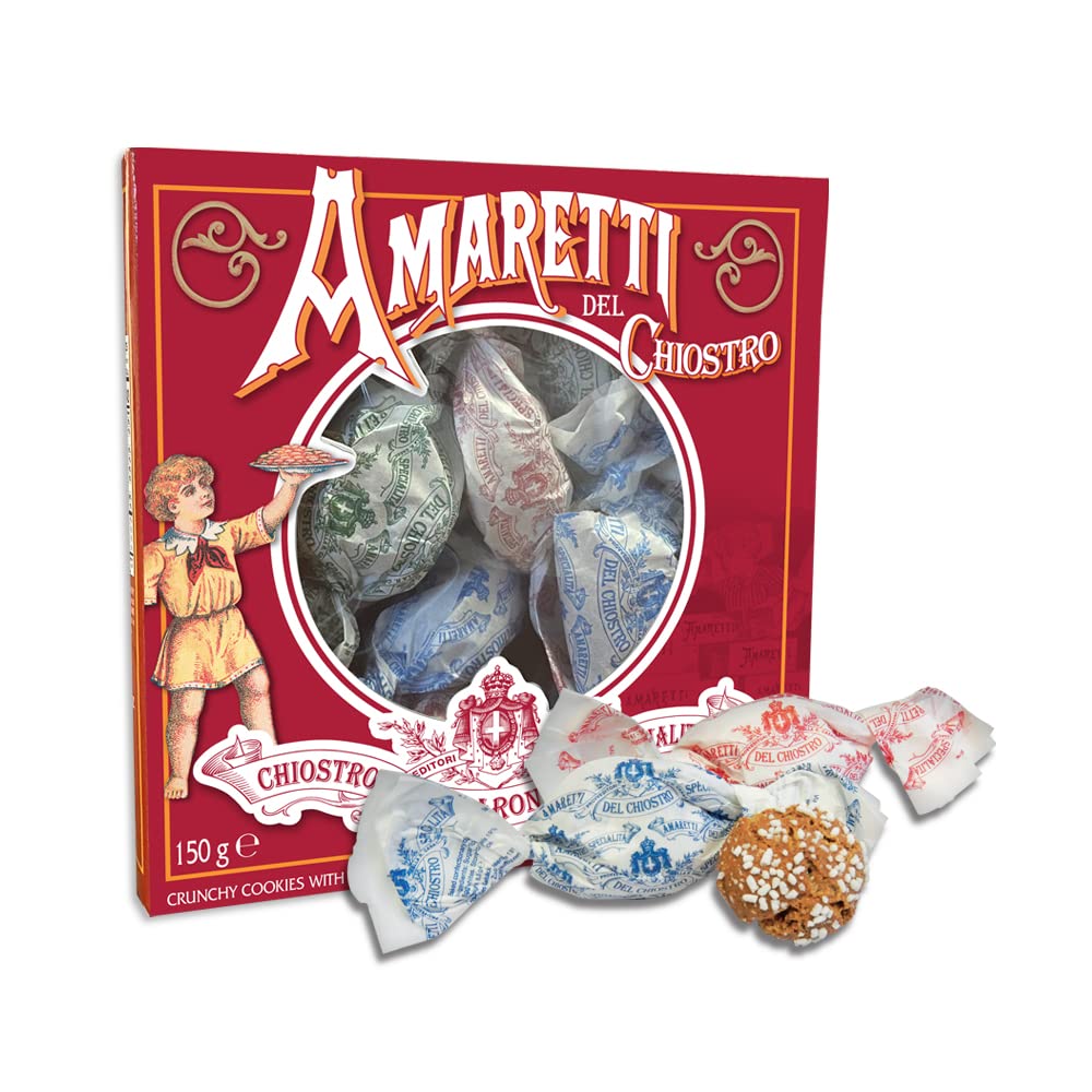 Chiostro di Saronno Amaretti Del Chiostro wrapped in vintage paper for gifting appeal.