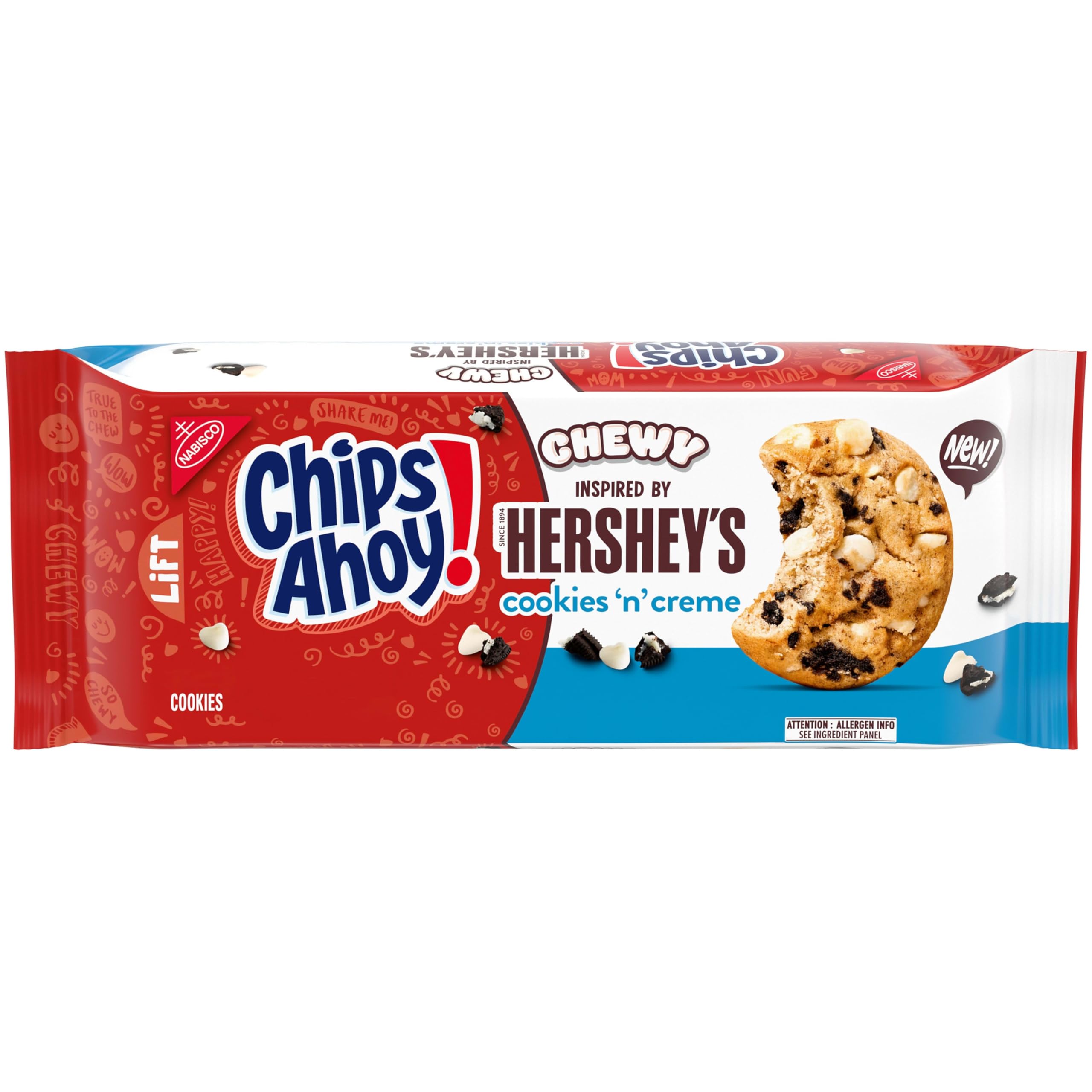 CHIPS AHOY! Chewy Hershey's Cookies 'n' Creme Bar-Inspired Cookies pack ready to share.
