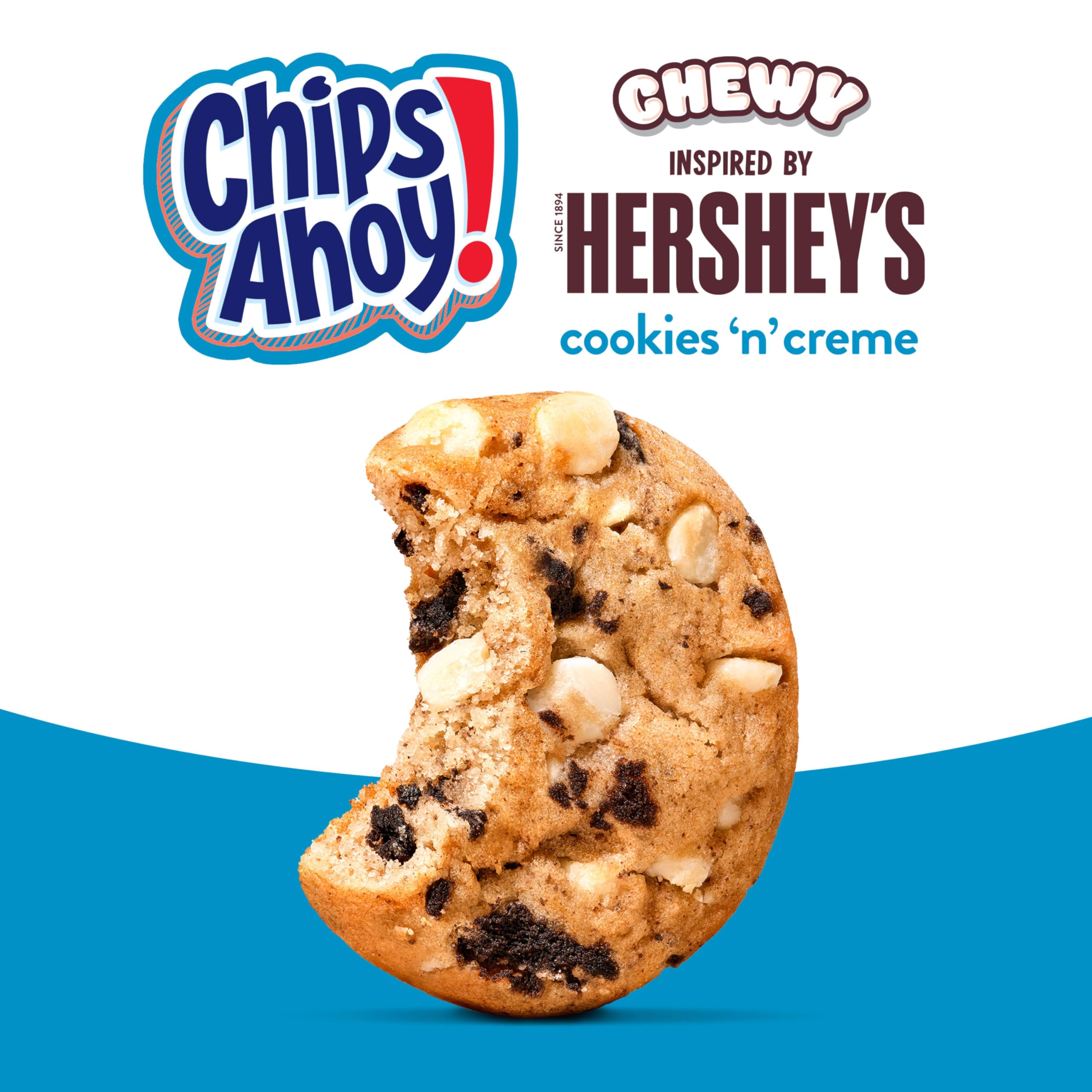 CHIPS AHOY! image highlighting white fudge chips—great with milk.