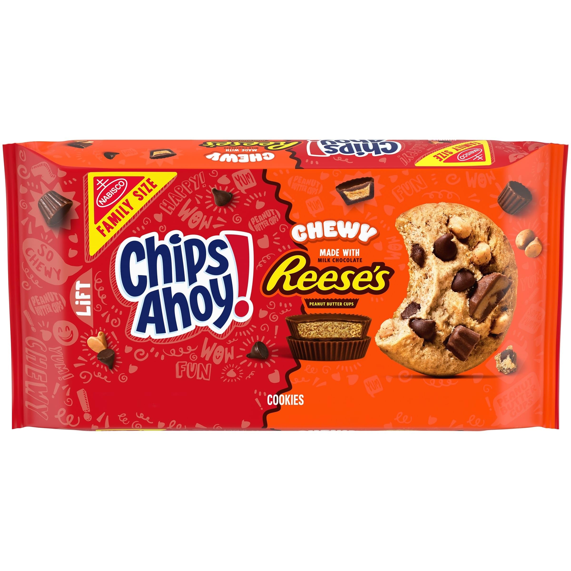 CHIPS AHOY! chewy-reeses-cups-pack: soft cookies ideal for sharing at home.
