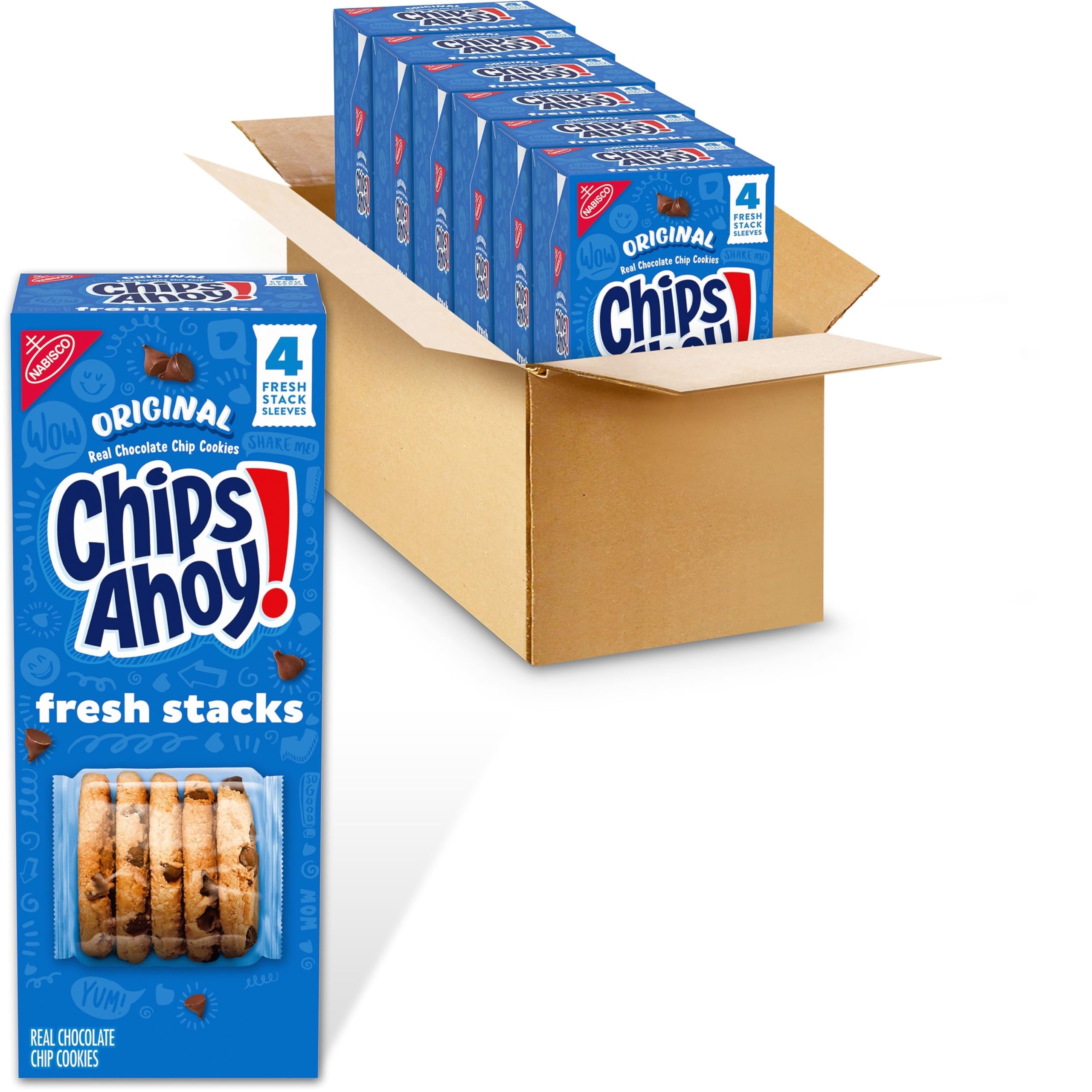 CHIPS AHOY Fresh Stacks six boxes ready for sharing.