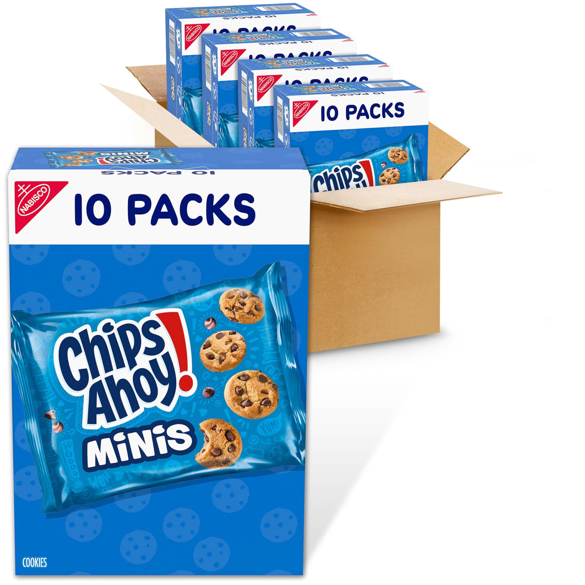 Chips Ahoy! Mini Original Cookies packaging, convenient 1-ounce snack packs for on-the-go.