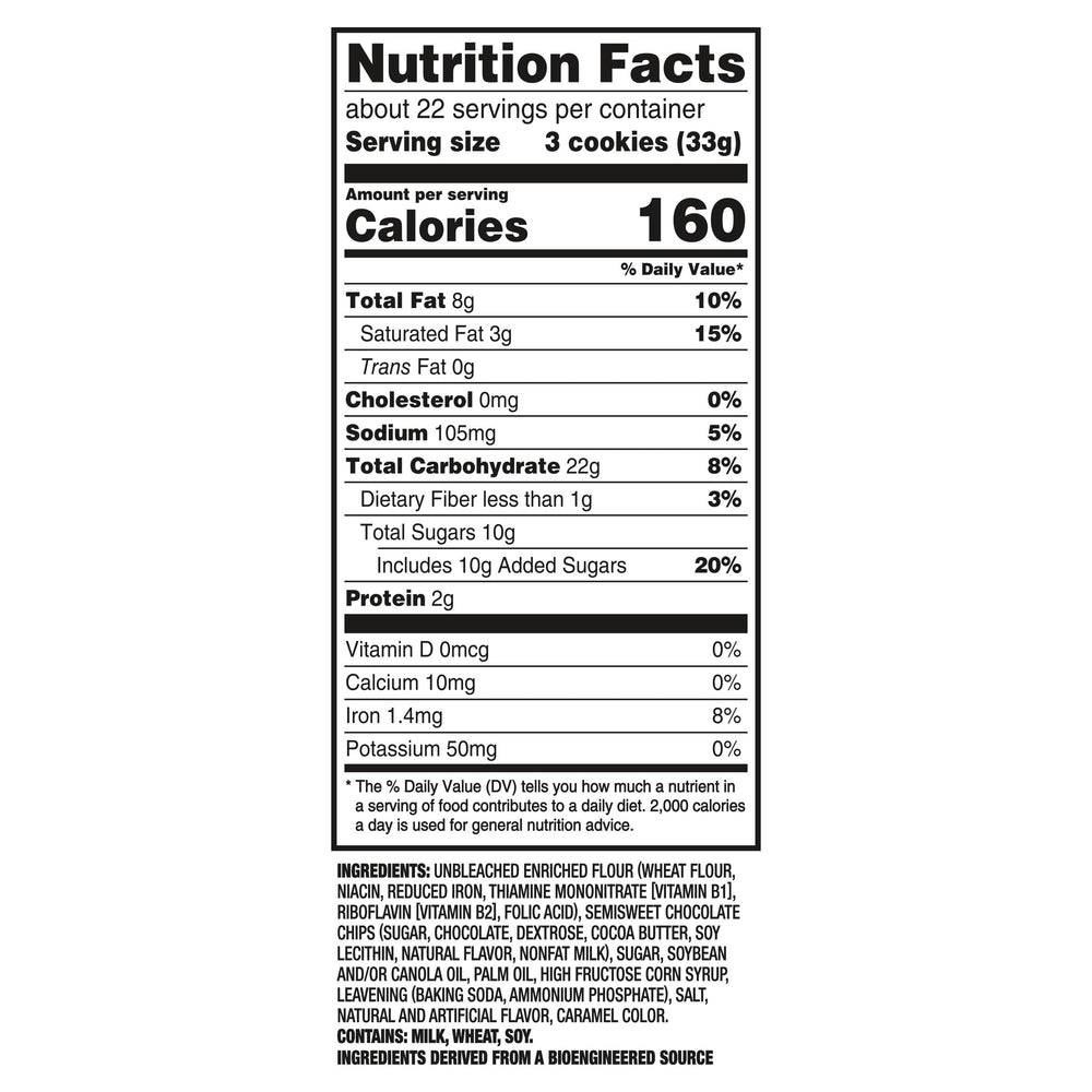 Close-up of real chocolate chips in Chips Ahoy! Original cookies for snacking.