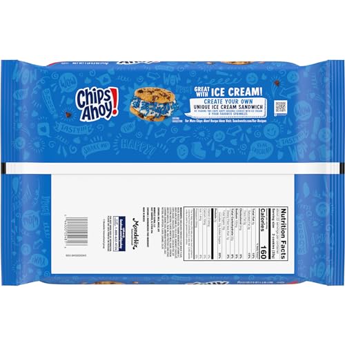 Crisp texture close-up of Chips Ahoy! Original cookies highlights crunch.