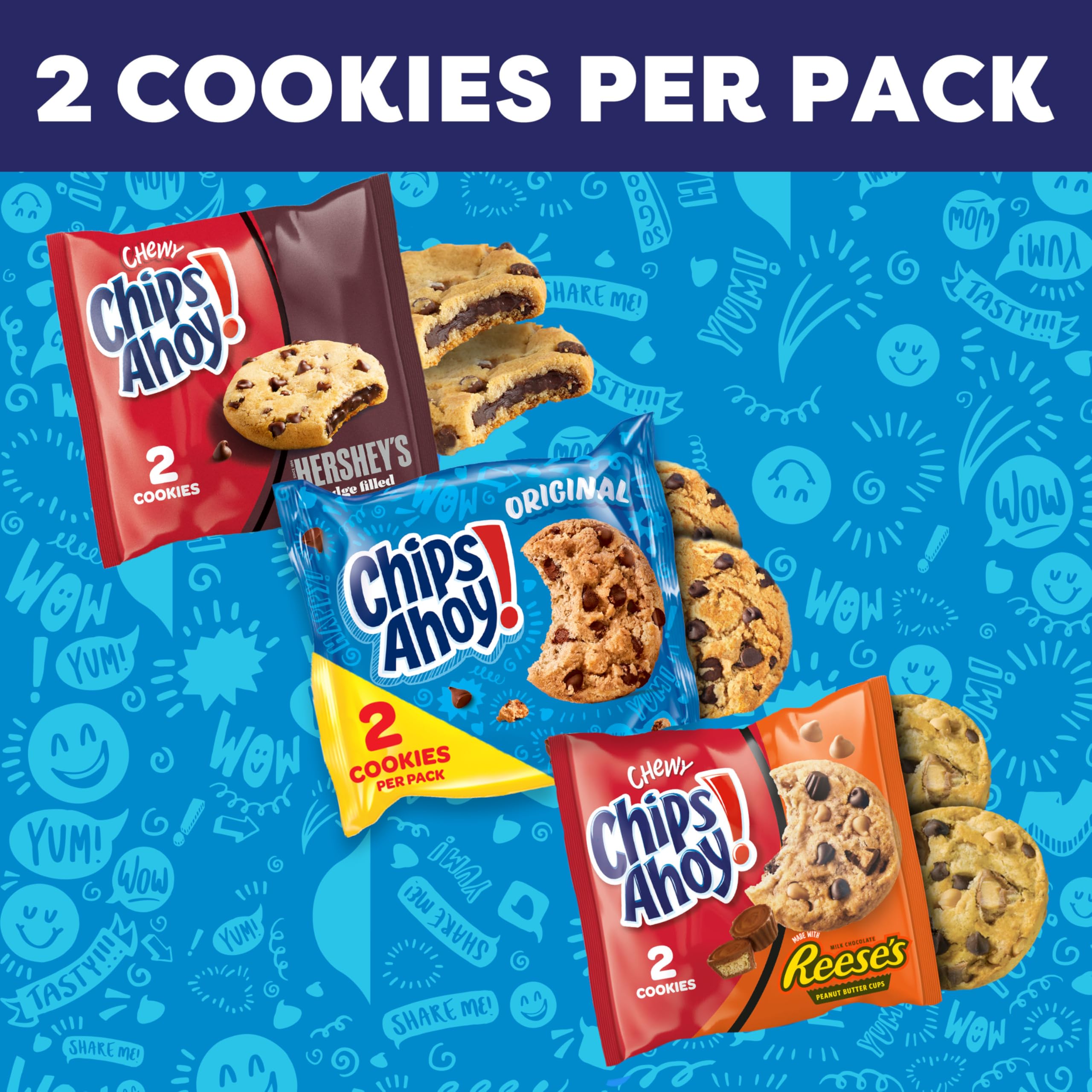 Chips Ahoy Original crispy cookies close-up showcasing real chips and crunch