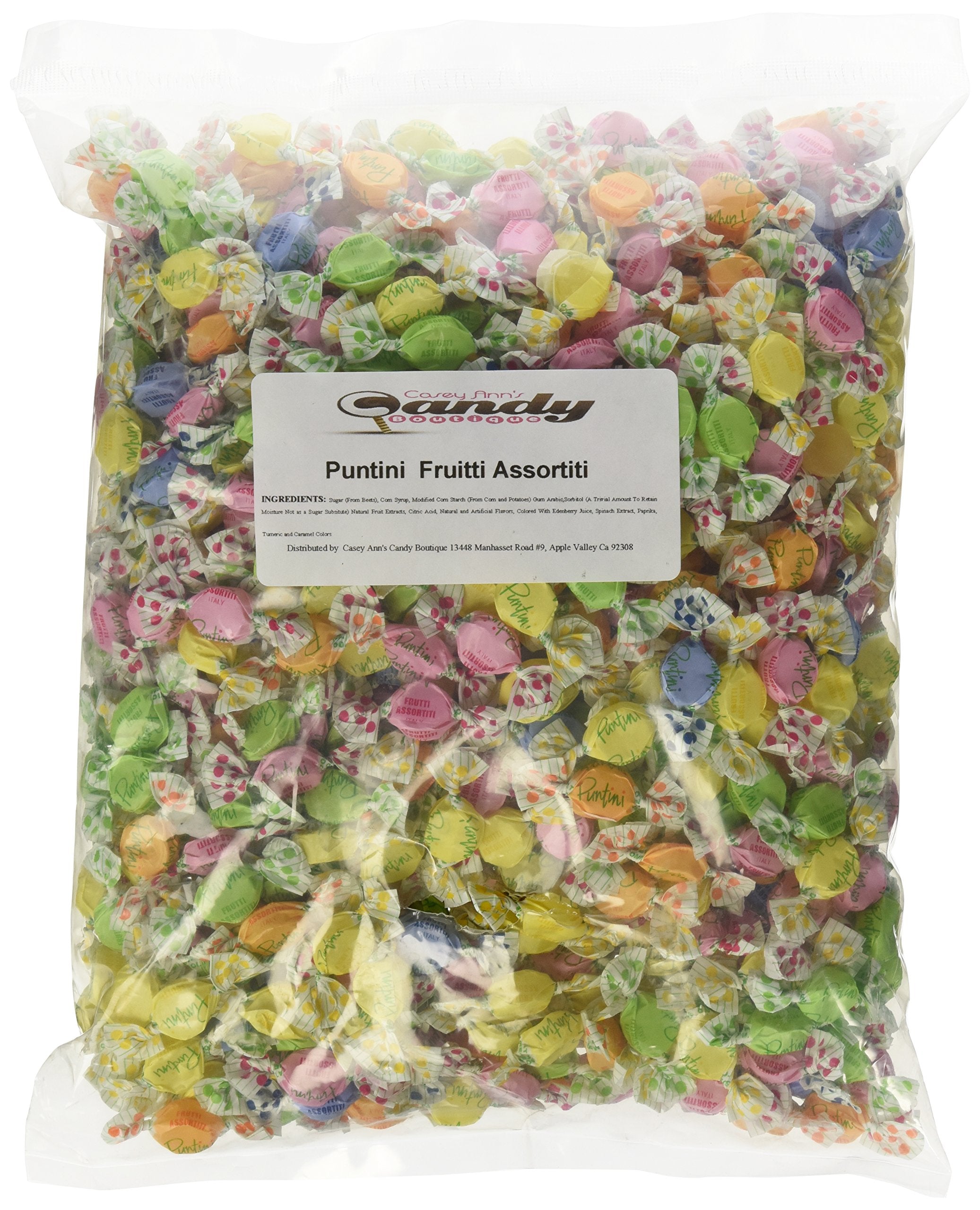 Chipurnoi Puntini Italian Jujubes Frutti Assortiti 2lb bag shown, colorful snacks for on-the-go enjoyment.
