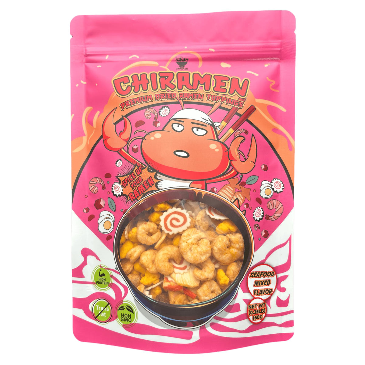 Chiramen dried seafood mix topping enhances ramen with authentic seafood flavor