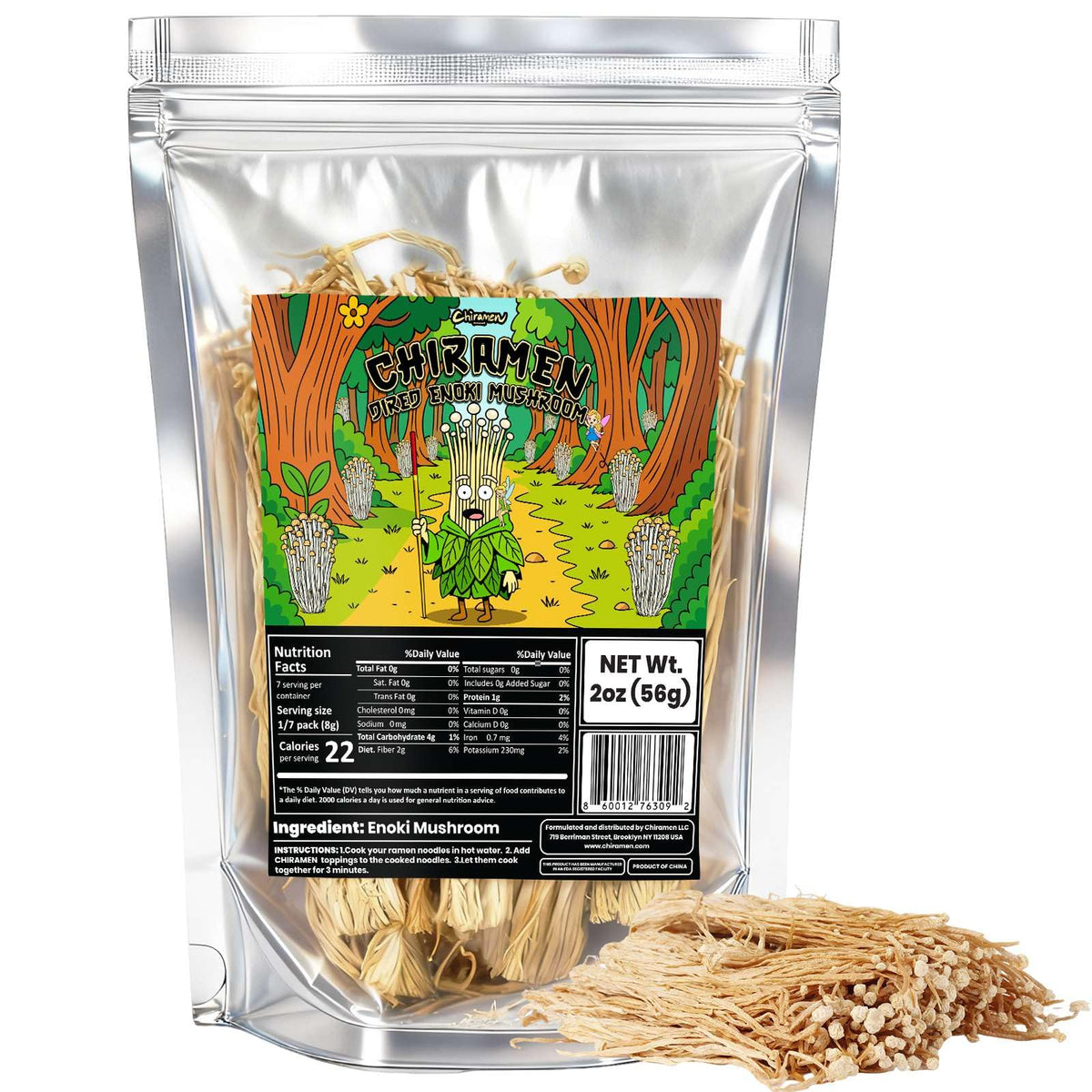Chiramen Enoki dried mushroom toppings packaging for convenient use