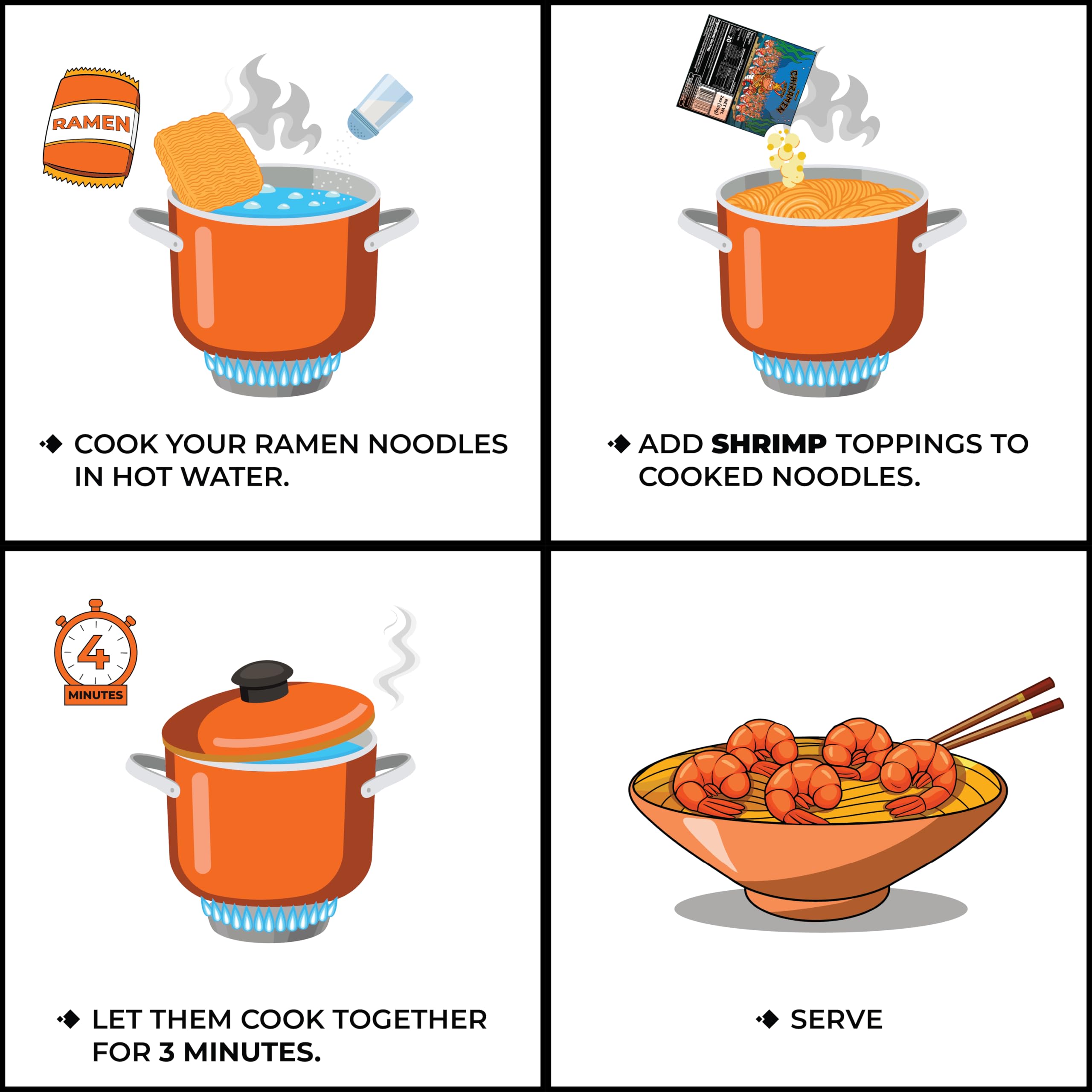 Chiramen Shrimp Toppings added to a ramen bowl boosts protein and flavor.
