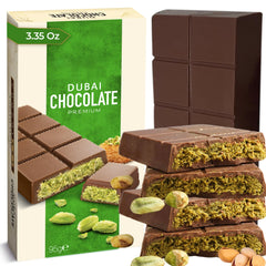 Chobella Dubai Pistachio Chocolate Bar close-up showing pistachio cream and creamy texture
