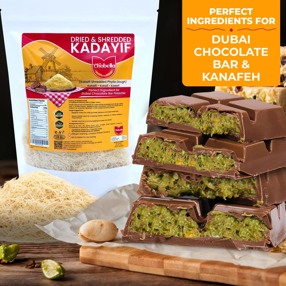 Chobella kataifi dough shredded brown crisp baking detail