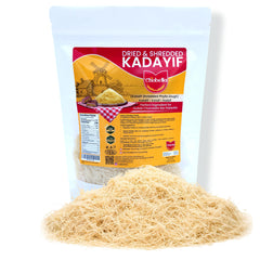Chobella kataifi dough shredded closeup for authentic kunafa prep