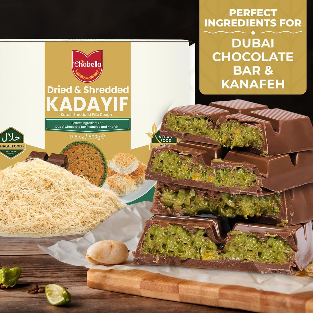 Chobella knafeh plate presentation with iconic pastry serving.