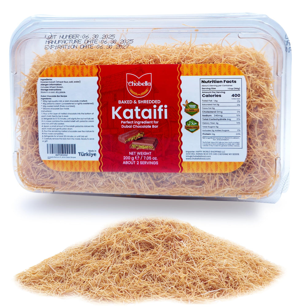 Chobella premium roasted kataifi pastry 7 oz ready for authentic kunafa desserts.