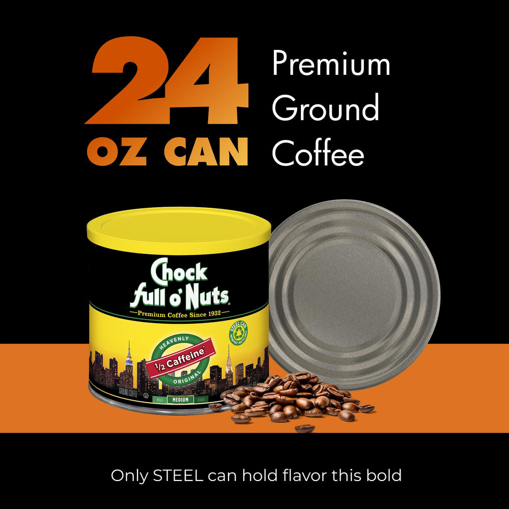 Percolator-ready brew using Chock Full o' Nuts Half Caffeine coffee