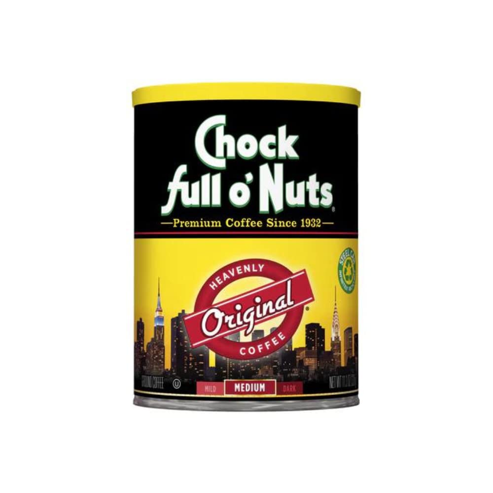 Chock Full o'Nuts Heavenly Original front view can, showcasing premium medium roast.