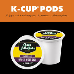 Chock Full o' Nuts pods and cup illustrating convenient single-serve use.