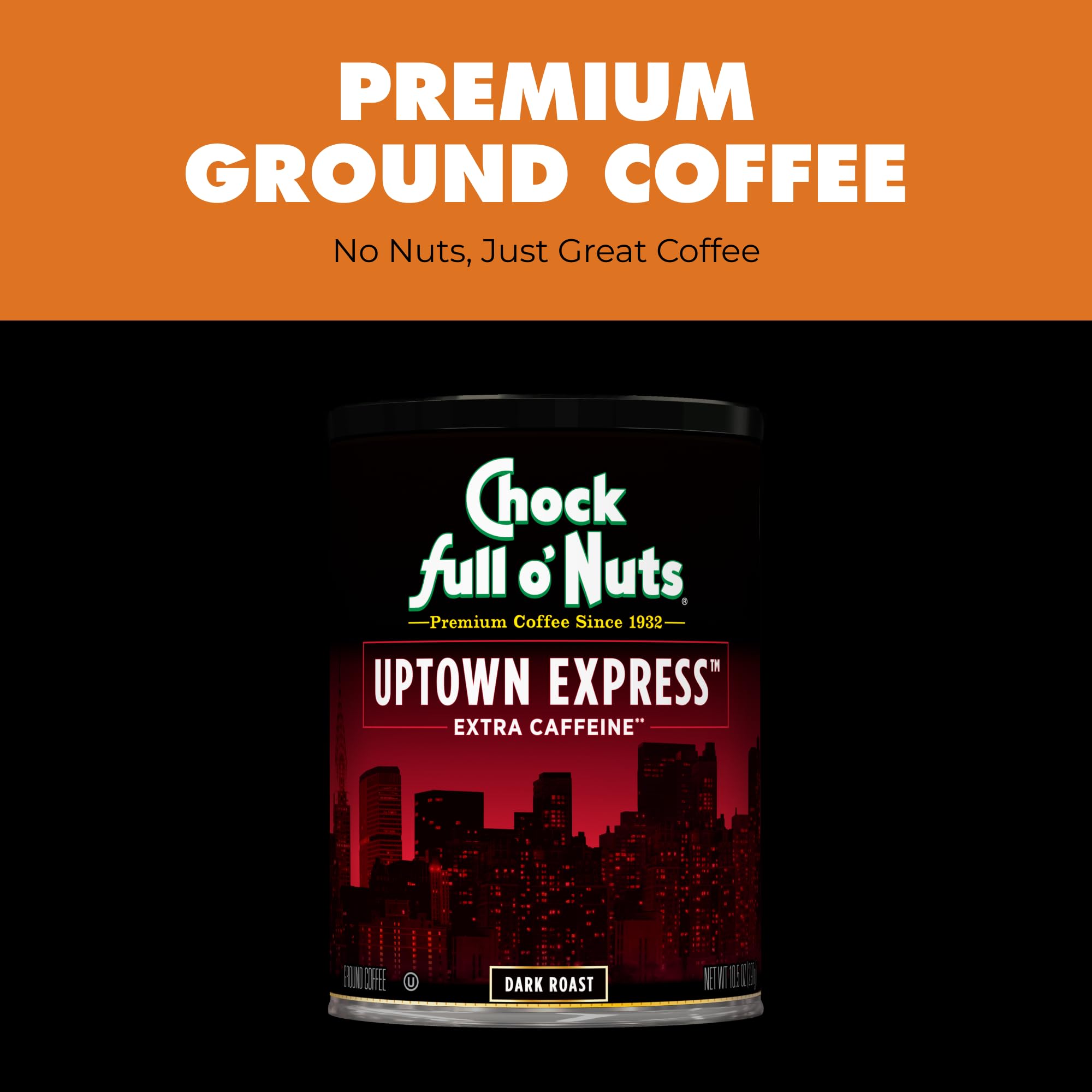 Chock Full o'Nuts Uptown Express drip coffee brewing with deep, balanced flavor.