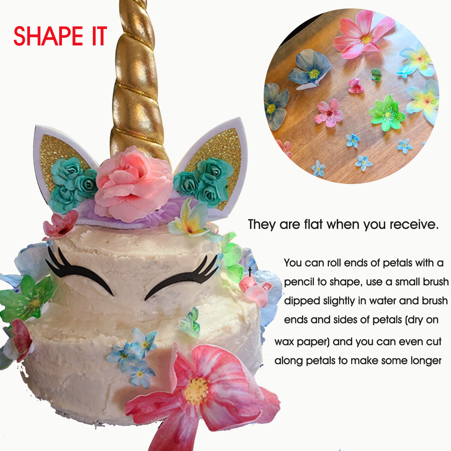 CHOCKACAKE edible flowers toppers on frosting highlight decorative detail