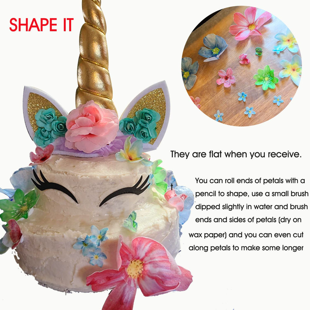 CHOCKACAKE edible flowers toppers on frosting highlight decorative detail