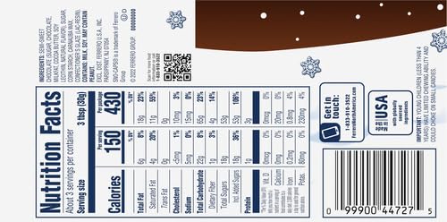 Chocola BB Snow Caps box back showing ingredients for snack planning.