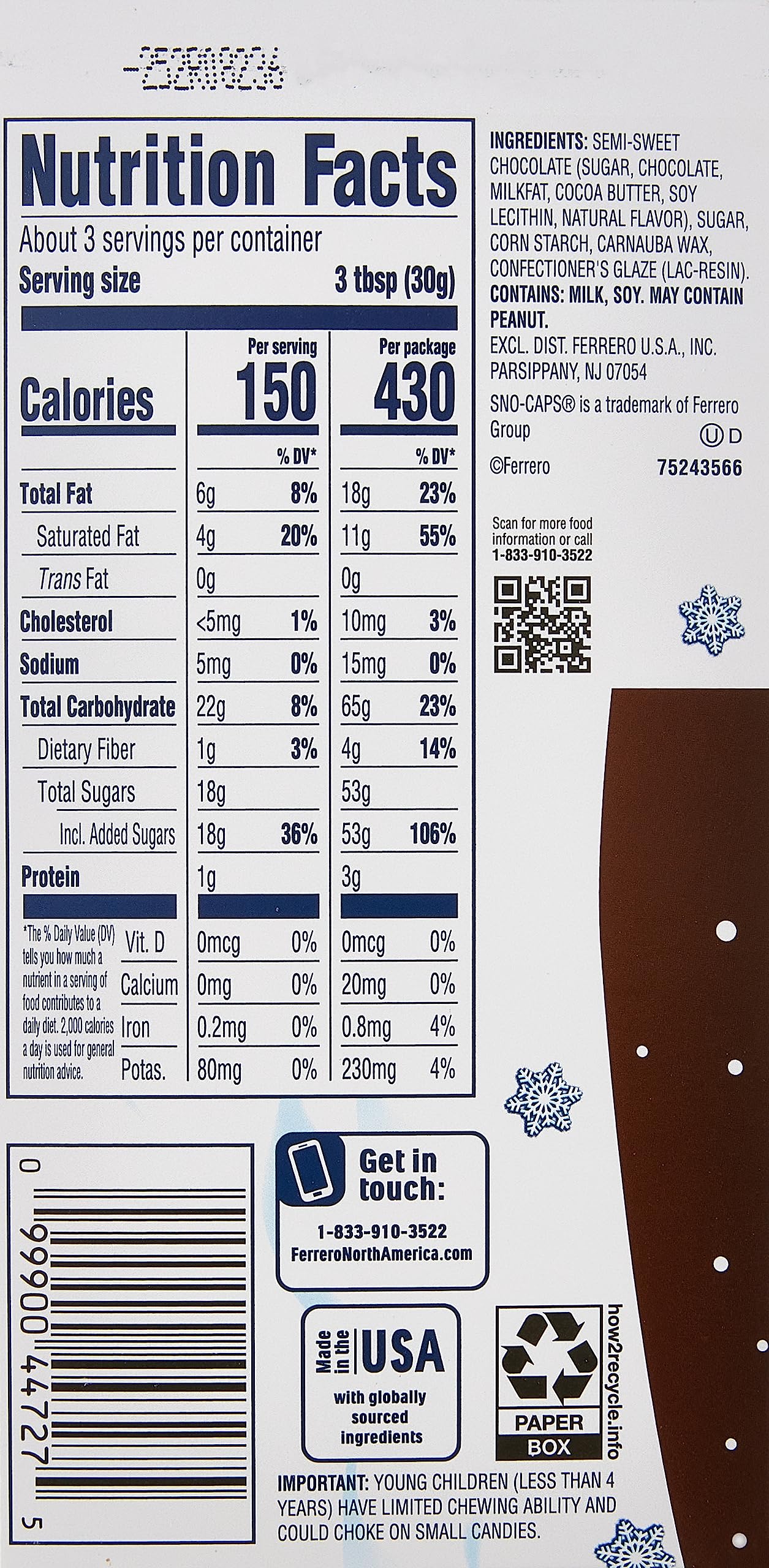Open package of Chocola BB Snow Caps, beads ready to sprinkle.