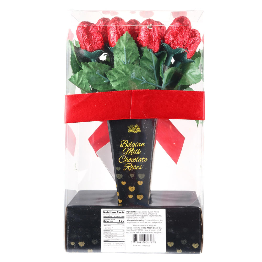Chocolate Roses Belgian milk chocolate with smooth texture for a luxurious bite.