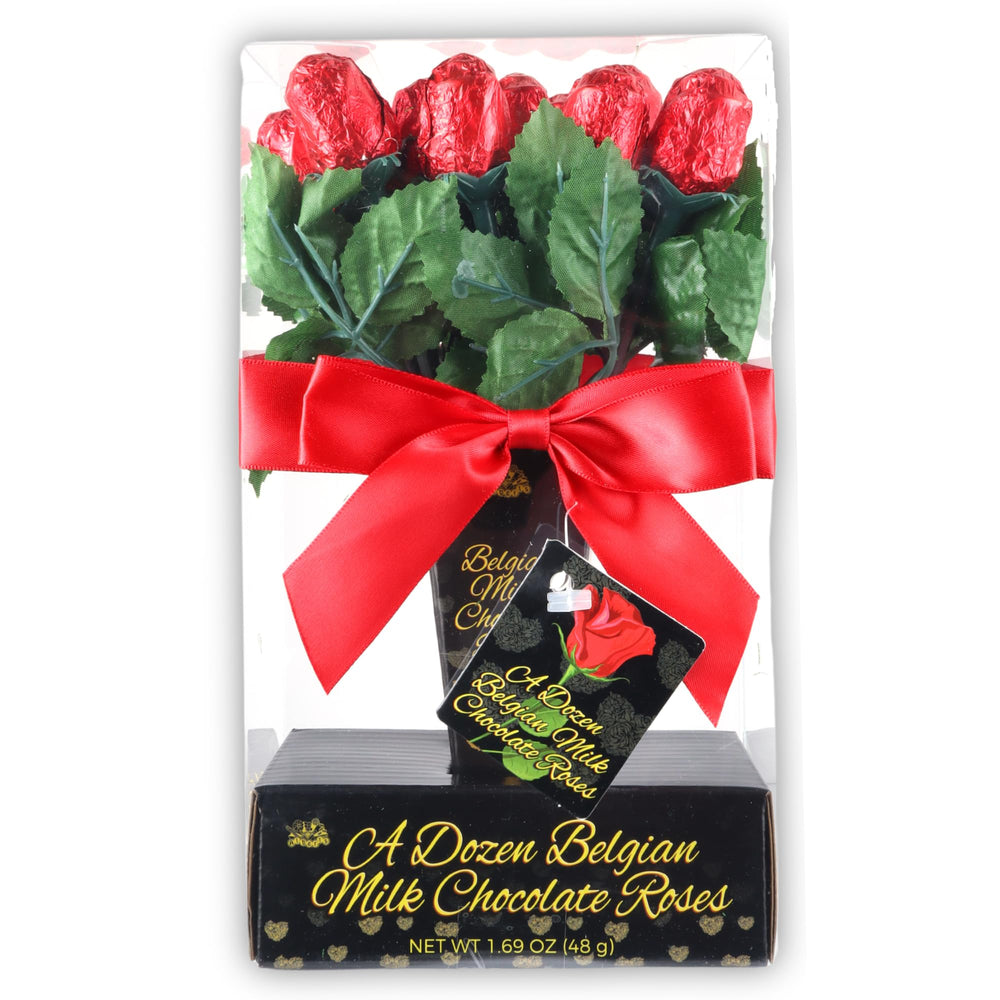 Chocolate Roses Valentine bouquet with Belgian milk chocolate roses, ideal for gifting.
