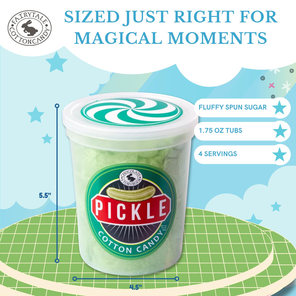 CHOCOLATE STORYBOOK pickle cotton candy gift box makes a quirky present.