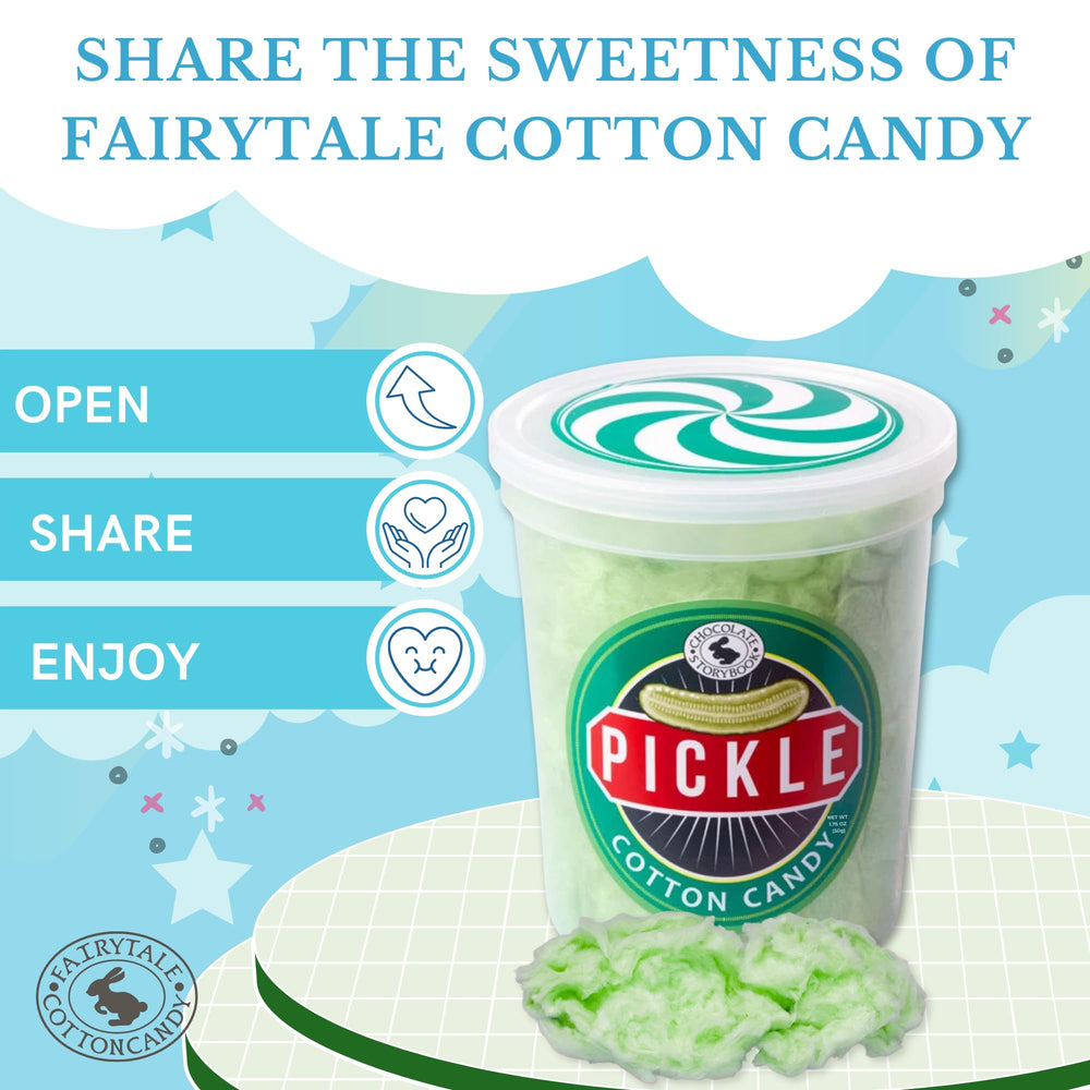 CHOCOLATE STORYBOOK pickle cotton candy for holidays brightens celebrations.