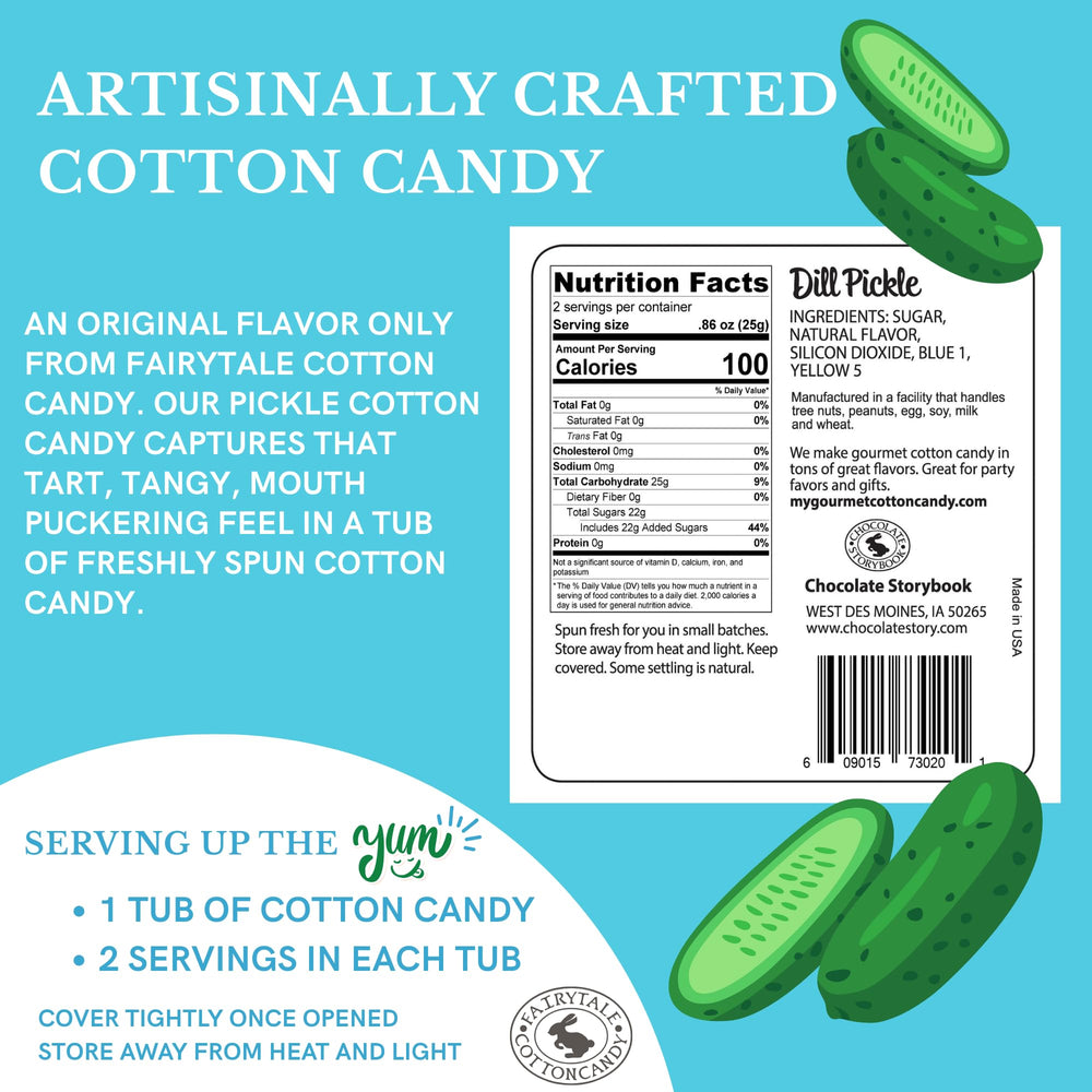 CHOCOLATE STORYBOOK pickle cotton candy packaging highlights gift-ready presentation.