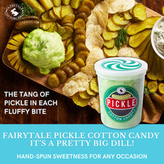CHOCOLATE STORYBOOK pickle cotton candy serving jar invites sharing celebrations.