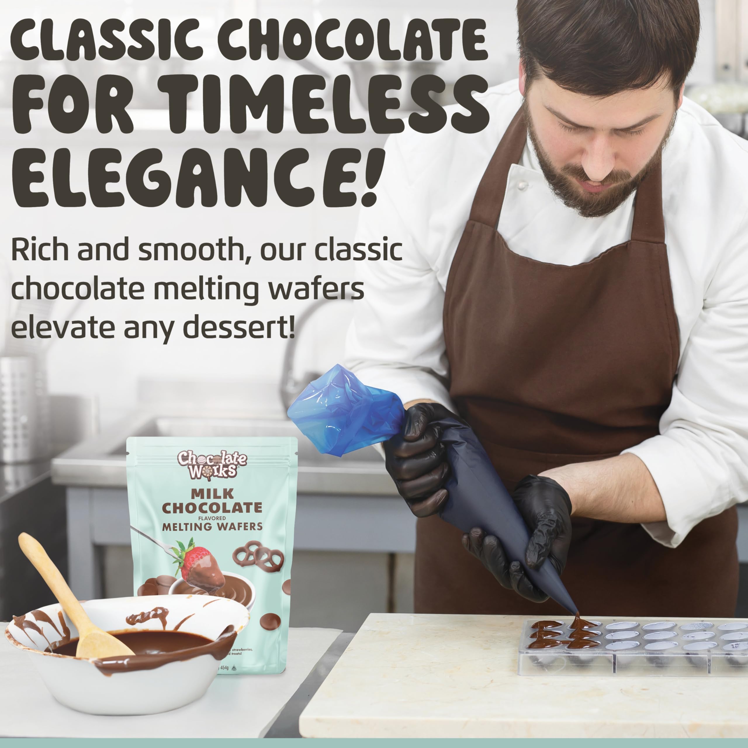 Chocolate Works Milk Melting Chocolate Disc for fondue dipping
