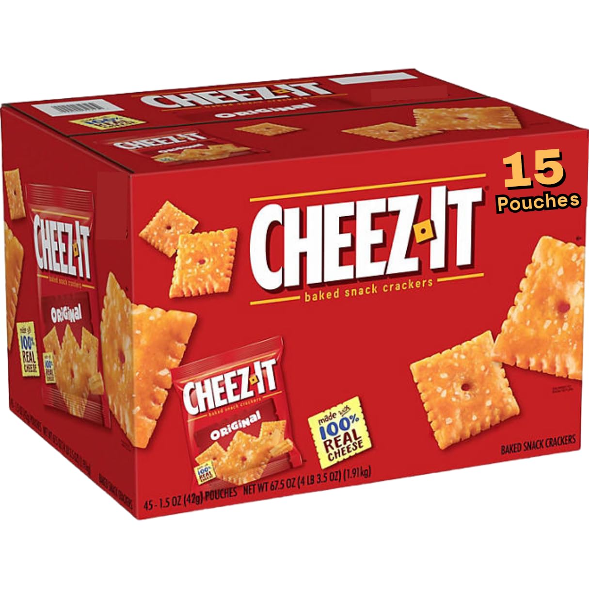 Chocolatto Cheez-It Original bulk display suggests organized snack options.