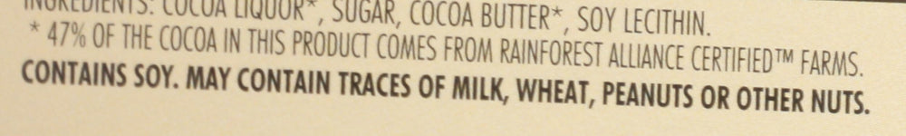Chocolove 77-percent cocoa closeup emphasizes rich cacao for a intense flavor experience.