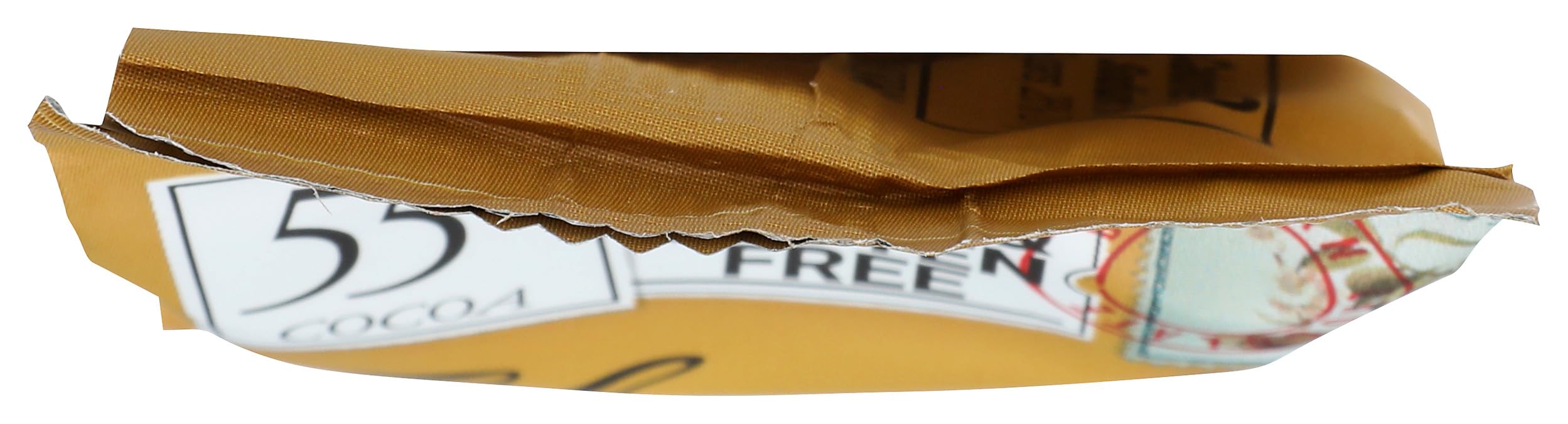 Chocolove bar in hand highlights portable 1.3-ounce snack.
