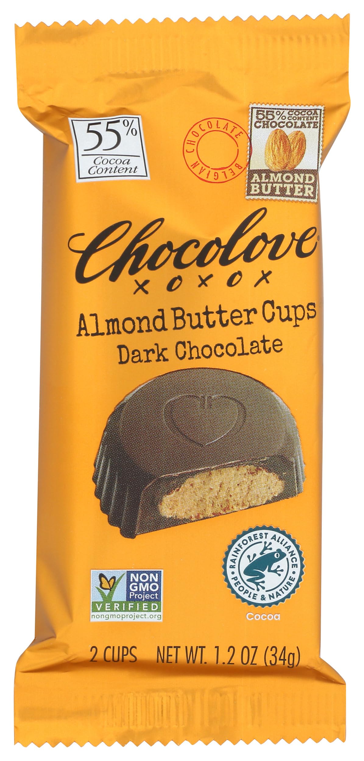 Chocolove dark chocolate almond butter cups packaging showcases premium indulgence for gift-ready moments