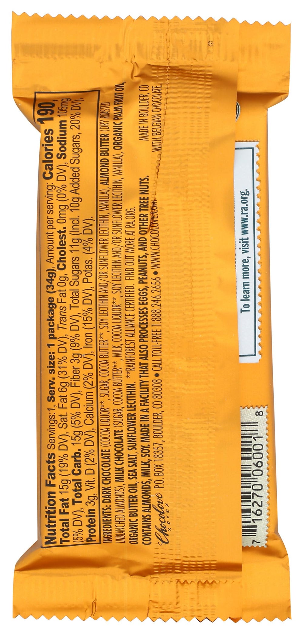Chocolove dark chocolate almond butter cups piece break reveals rich texture for tasting