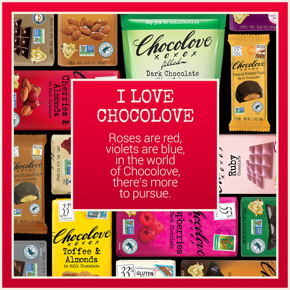 Chocolove dark chocolate bar beside a coffee cup for cozy pairing