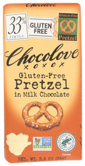 Chocolove Milk Pretzel Bar foil-wrapped, ideal for on-the-go indulgence.