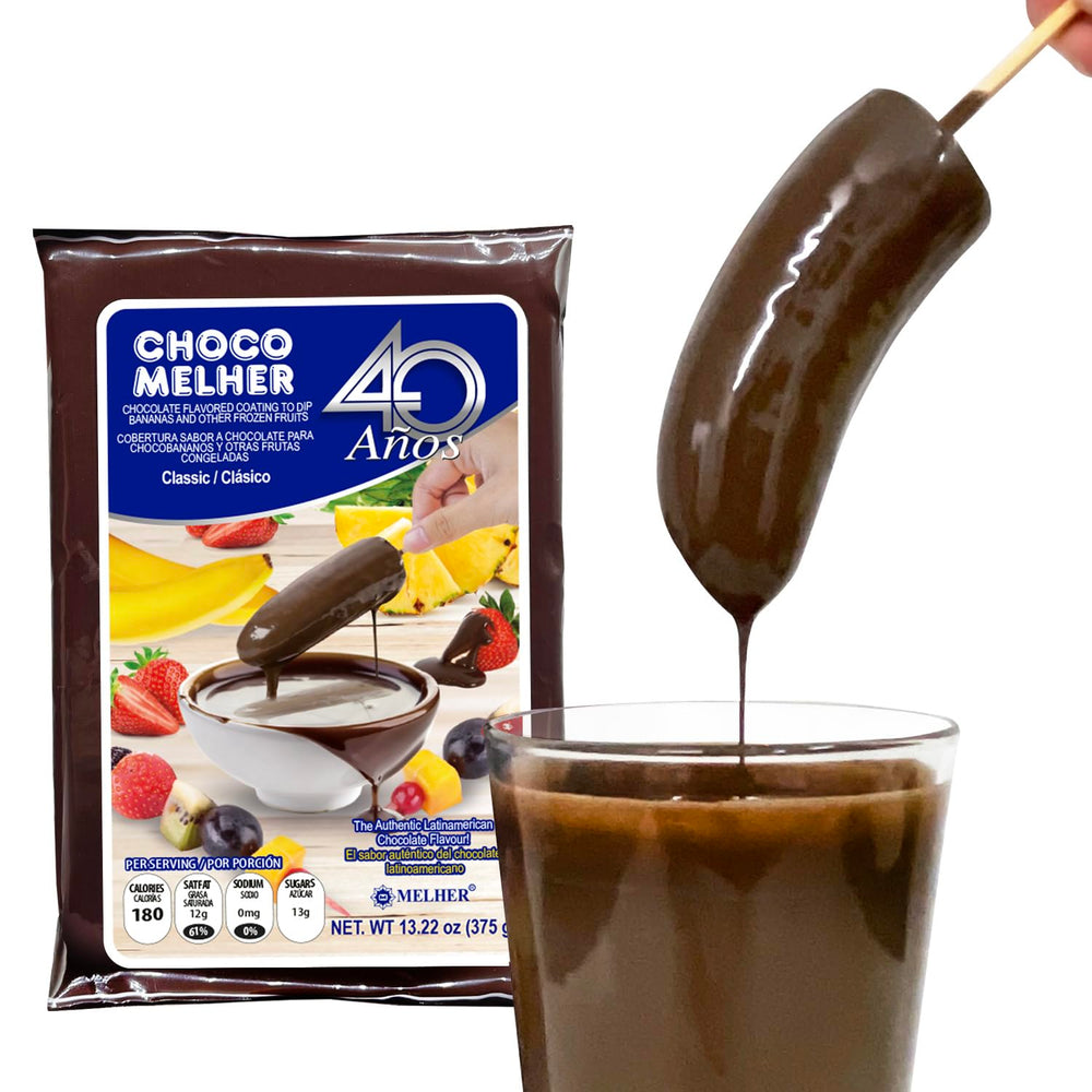 Chocomelher Clasico 2-pack coating ready for dipping frozen fruit