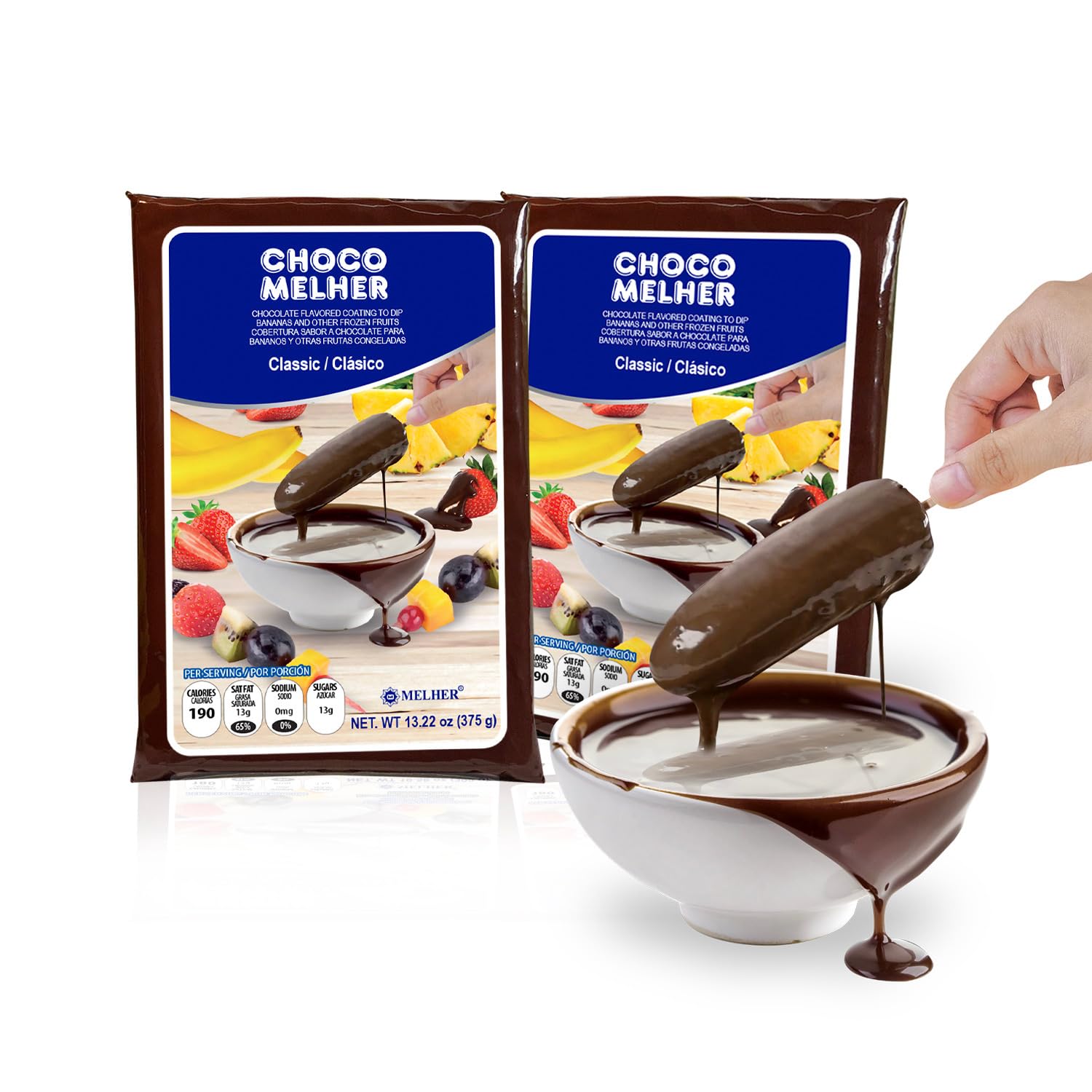 Kiwis coated with Chocomelher Clasico for a fruit treat